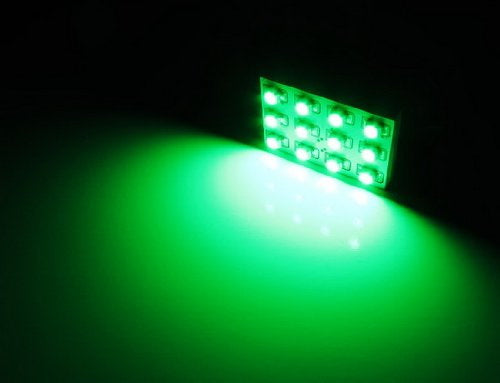 2 x Ultra Green 12-SMD LED Panel Lights For Interior Map/Dome/Door/Trunk Lights