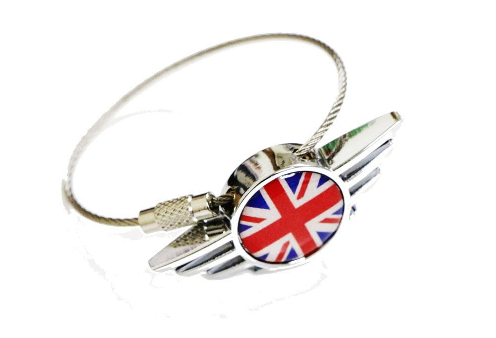 Red/Blue UK Union Jack Wing Logo Shape Key Chain Ring Keychain For MINI Cooper