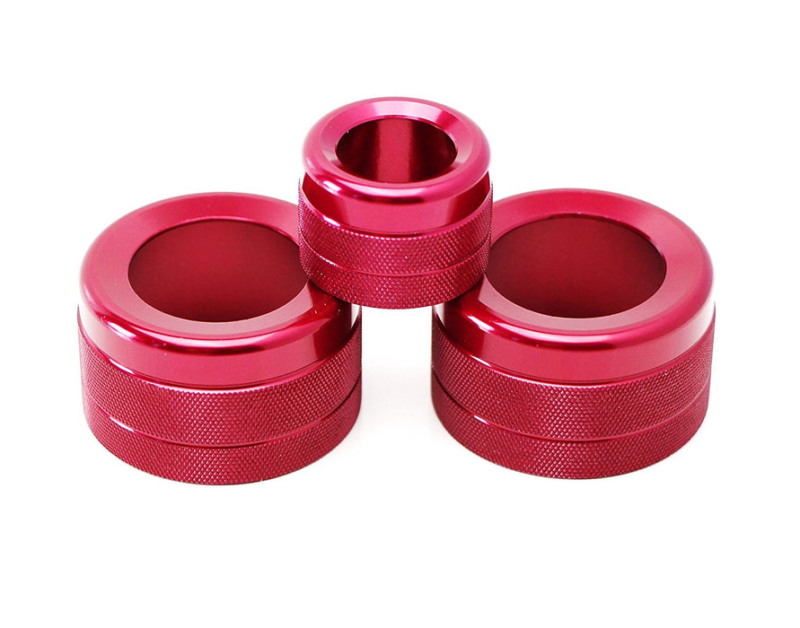 3pc Red AC Climate Control Radio Volume Knob Ring Covers For BMW 5 6 7 Series