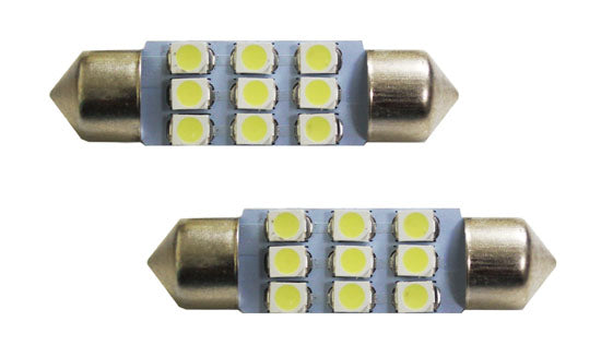 Ultra Blue 9-SMD-1210 1.50" 36mm 6418 C5W LED Bulbs For Car License Plate Lights