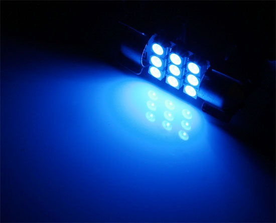 Ultra Blue 9-SMD 1.25" 31mm DE3175 DE3022 LED Bulbs For Interior Map Dome Lights