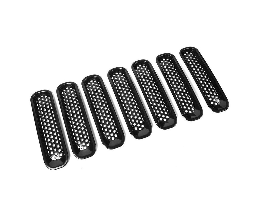 7 Piece Black Front Grille Trim Insert Cover Kit for 2007-2017 Jeep Wrangler JK