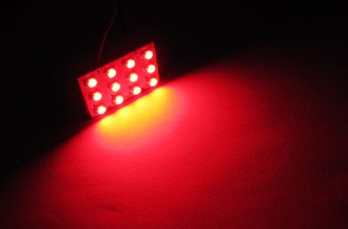 2 x Brilliant Red 12-SMD LED Panel Lights For Interior Map/Dome/Door/Trunk Light