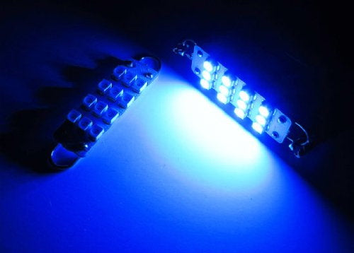 Blue 43mm 211-2 212-2 214-2 578 12-SMD-3528 Rigid Loop LED Bulbs For Door Lights