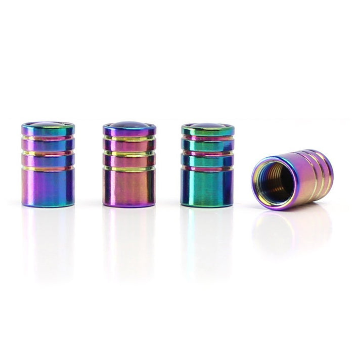 Tuner Racing Style Neo Chrome Anodized Aluminum Tire Valve Caps (Hexagon Shape)