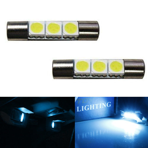 (2) Ice Blue 3-SMD 6641 LED Bulbs For Car Vanity Mirror Lights Sun Visor Lamp