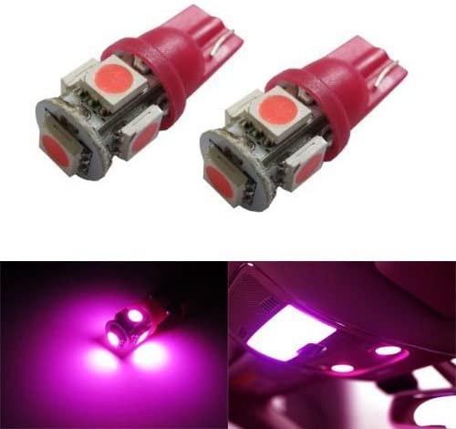 5-SMD 168 194 2825 T10 LED Car Interior Map Dome Light Bulbs, Magenta Pink