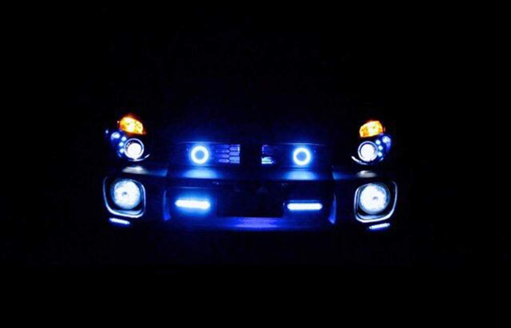 Black Shroud w/ Blue 40-SMD LED Halo Ring Angel Eyes For Fog, Headlight Retrofit