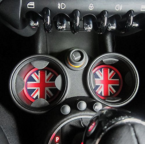 73mm Red Union Jack UK Flag Style Coasters For MINI Cooper Front Cup Holders