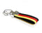 Euro Germany Flag Stripe Nylon Band w/ Inner Leather Key Fob Chain Keychain Ring