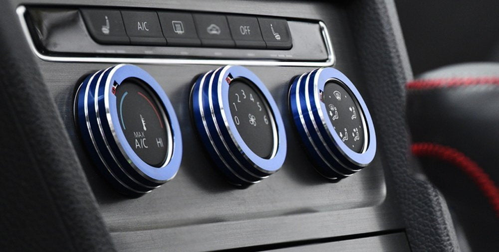 Blue Anodized Aluminum AC Climate Control Ring Knob Covers For VW MK7 Golf GTI