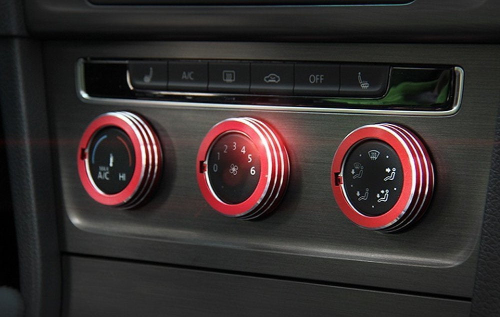 Red Anodized Aluminum AC Climate Control Ring Knob Covers For VW MK7 Golf GTI