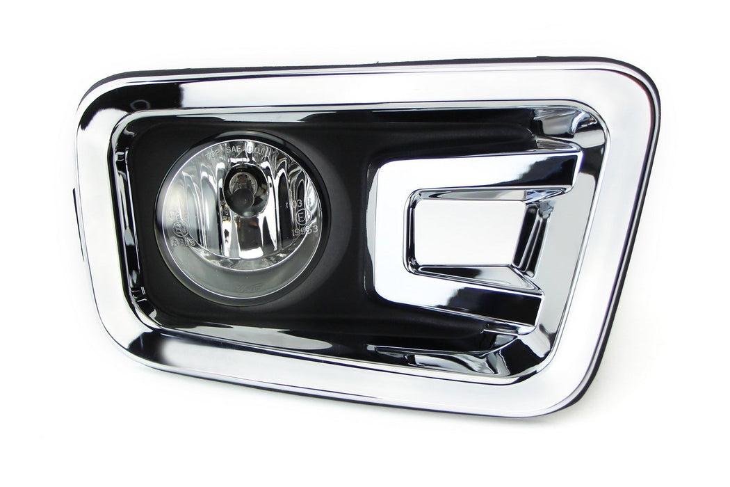 Chrome Bezel w/ Clear Lens Fog Light Kit + Switch Wiring For 17-19 Nissan Titan