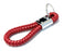 (1) Red Braided Leather Strap Keychain Ring For Car Key, Key Fob