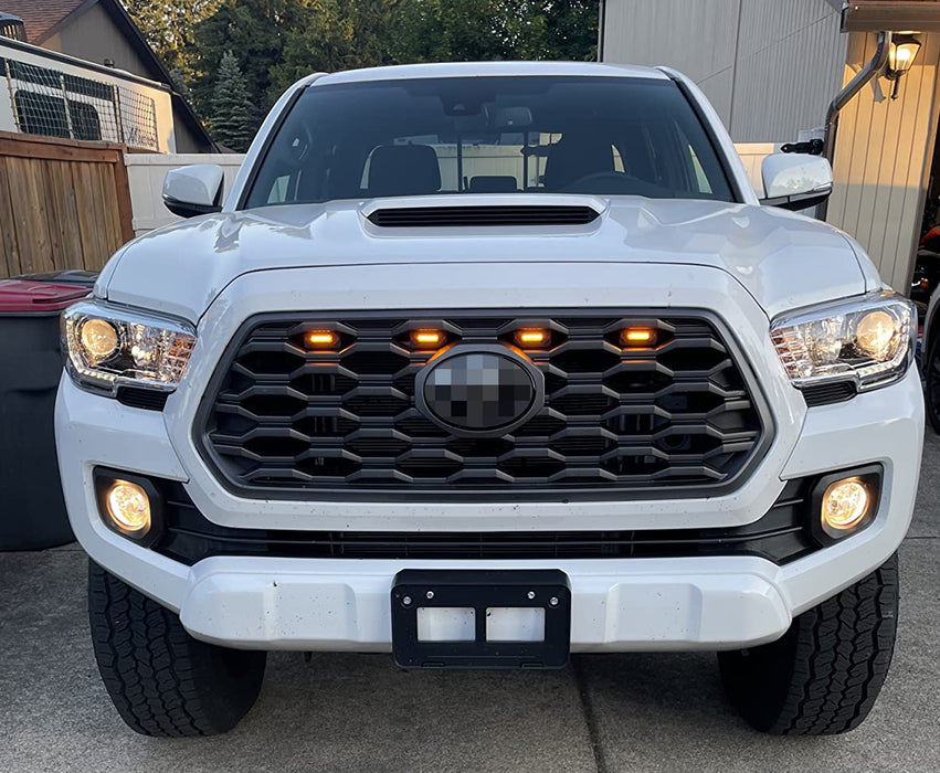 Tinted 4pc Amber LED Front Grill Lighting Kit For Toyota 2020+ Tacoma TRD Grille