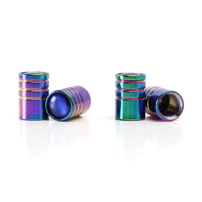 Tuner Racing Style Neo Chrome Anodized Aluminum Tire Valve Caps (Hexagon Shape)