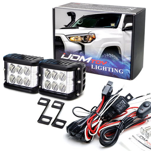 36W White LED A-Pillar SS Pod Light Kit w/Amber Strobe For 14-22 Toyota 4Runner