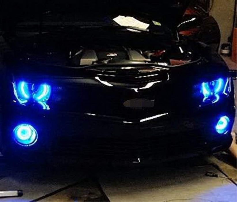 Black Shroud w/ Blue 40-SMD LED Halo Ring Angel Eyes For Fog, Headlight Retrofit