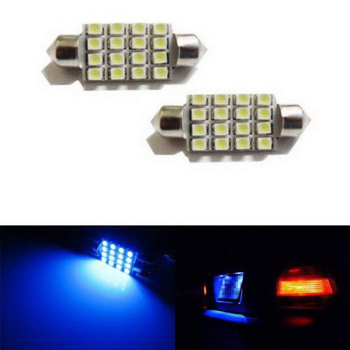 16-SMD 1.60" 39mm Festoon LED bulbs 6411 6418 C5W DE3425-iJDMTOY