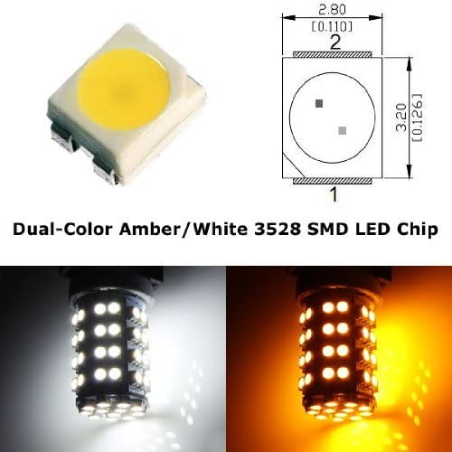 3157 Dual-Color Switchback LED Bulbs For Front Turn Signal (60-White 60-Amber)