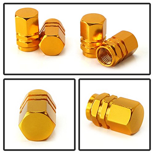 (4) Tuner Racing Style Aluminum Tire Valve Caps (Hexagon Shape)-iJDMTOY