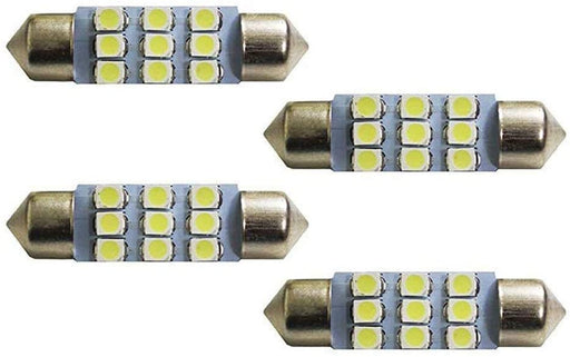 (4) White 9-SMD Festoon 1.50-Inch 36-39mm LED Bulbs For Interior Dome Lights etc