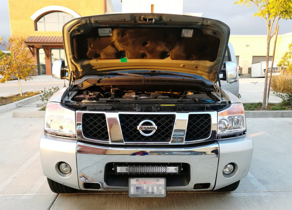 Flood/Spot Beam LED Light Bar w/Lower Bumper Mounts, Wiring For Nissan Titan