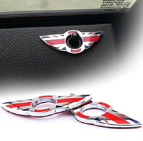 Red Union Jack UK Flag Style Wing Emblem Rings For MINI Cooper Door Lock Knobs