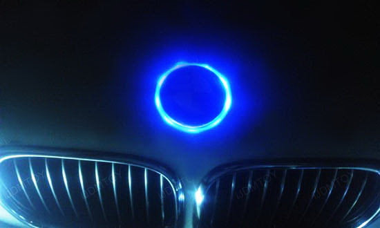 (1) 82mm Ultra Blue Emblem LED Background Light For BMW 1 3 5 7 Series X3 X5 X6