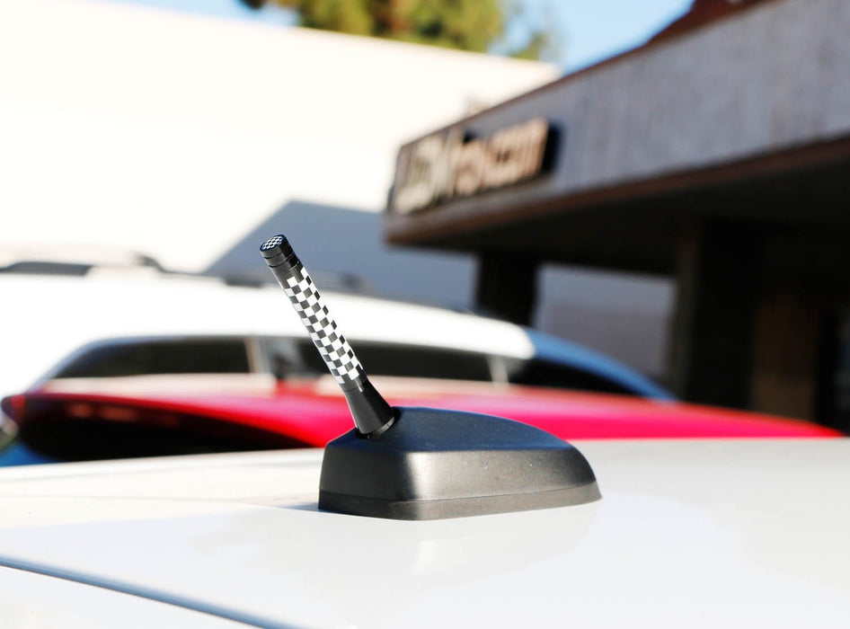 3" Checkered White/Black Checkerboard Theme Short Antenna For MINI Cooper