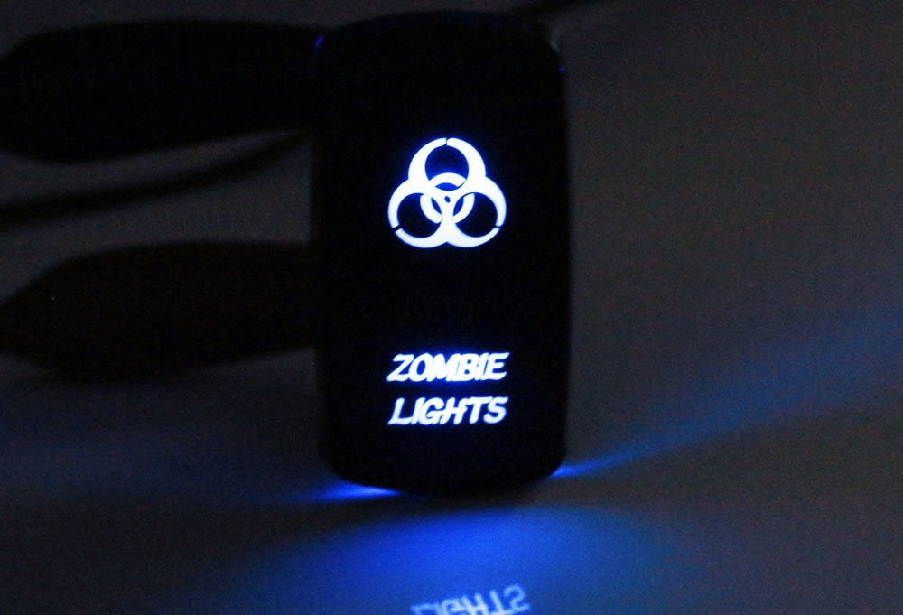 Zombie Lights 5-Pin SPST ON/OFF Blue LED Indicator Rocker Switch Fit Fog Lamps