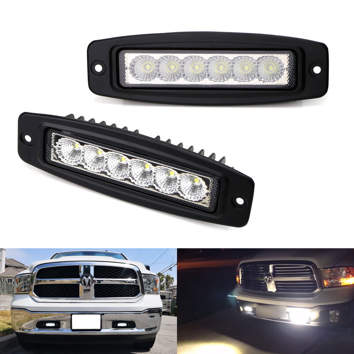 6" 18W Flush Mount LED Light Bars For Truck SUV Jeep ATV Driving/Backup Lights