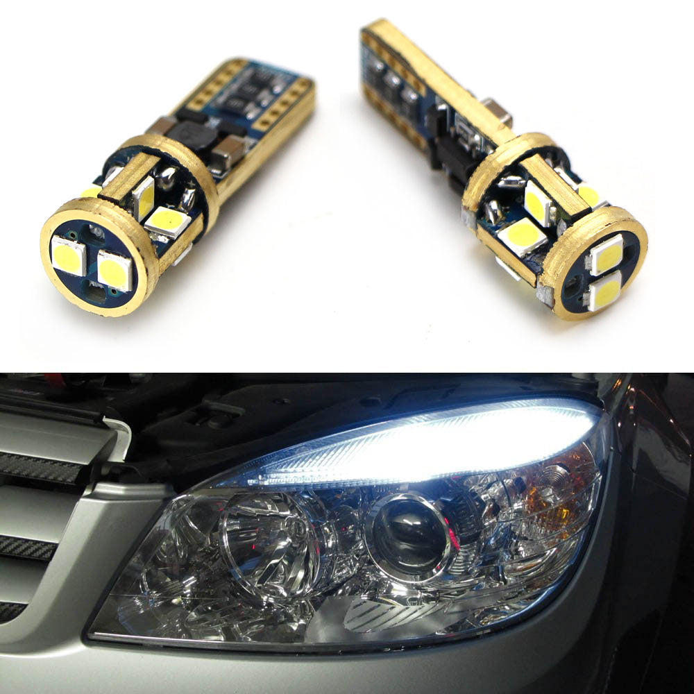 (2) HID White 10-SMD Error Free LED Bulbs For European Car Parking Eyelid Lights