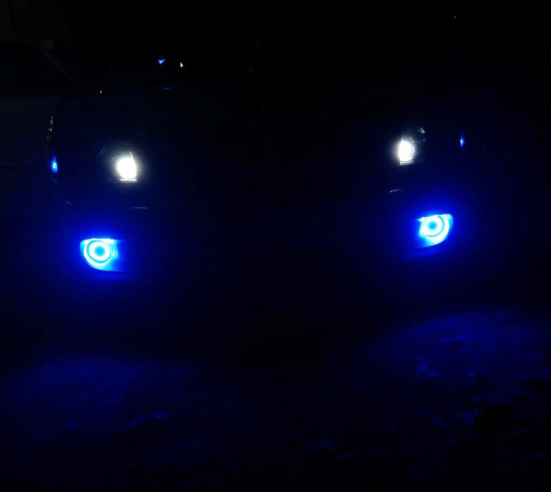 3" Projector Fog Light Lamps w/ Ultra Blue 40-LED Halo Angel Eyes Rings For Car