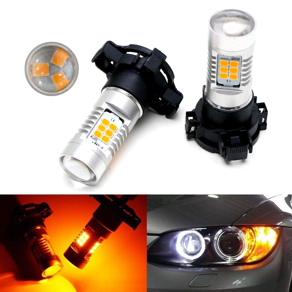 High Power CAN-bus 21-SMD PY24W Amber LED Bulbs For BMW Front Turn Signal Lights