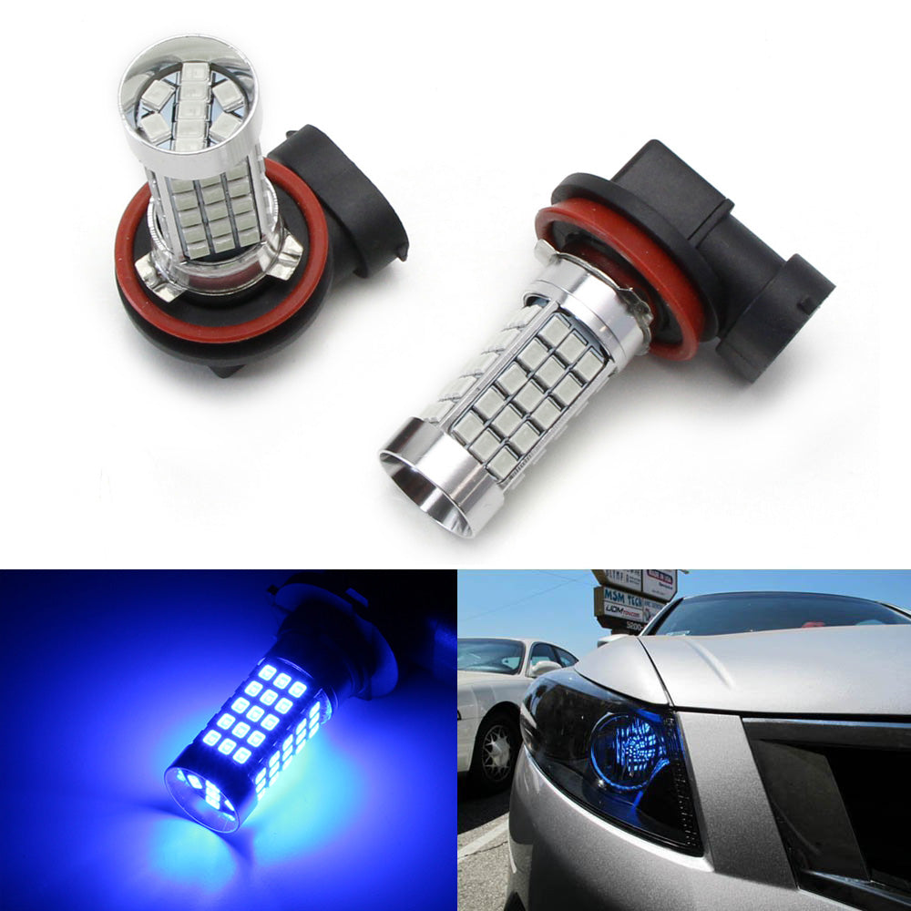 Super Bright Ultra Blue 68-SMD H11 LED Bulbs For DRL Driving Fog Lights