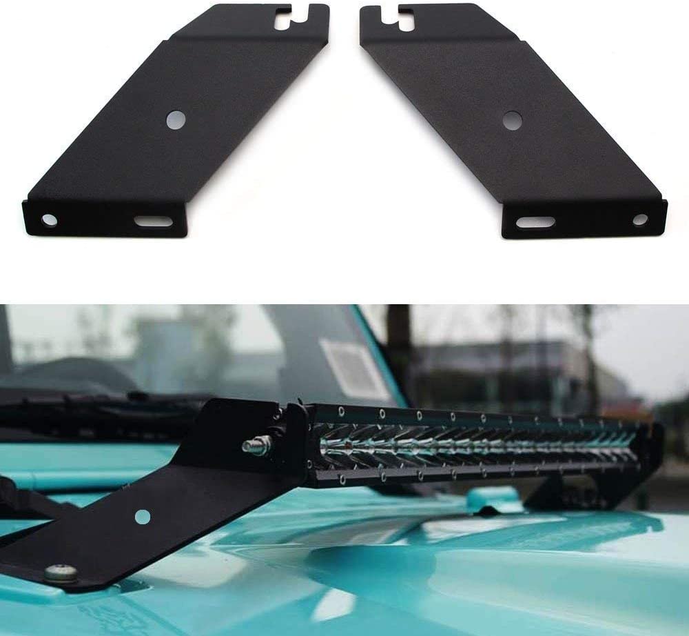 20-22" LED Light Bar Kit Hood Top Mounting Brackets For 2007-17 Jeep Wrangler JK