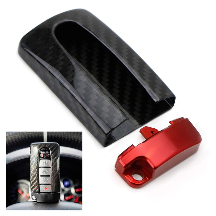 Carbon Fiber GTR Style Key Fob Cover Case w/Red For Nissan Infiniti Oval Remote