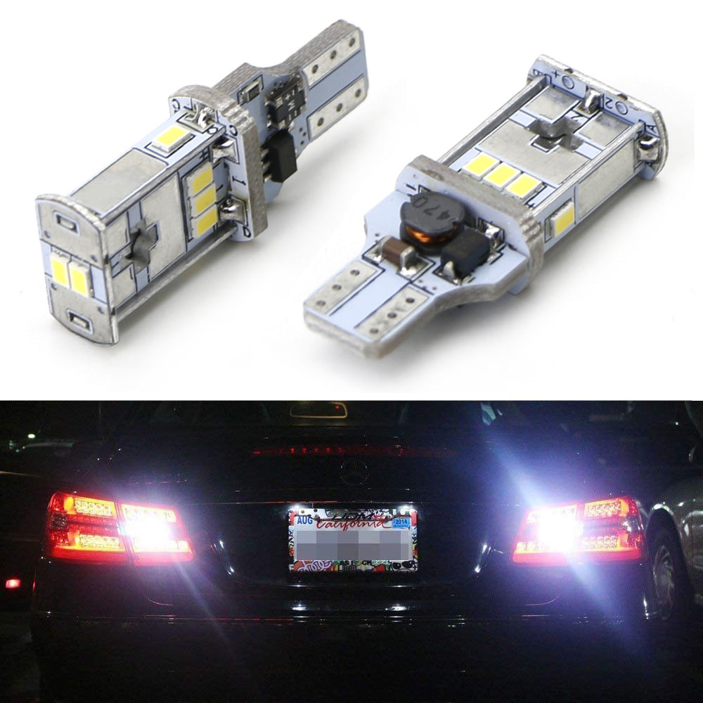 Xenon White Error Free T15 LED Bulbs For Euro Car Back up Reverse Lights 912 921