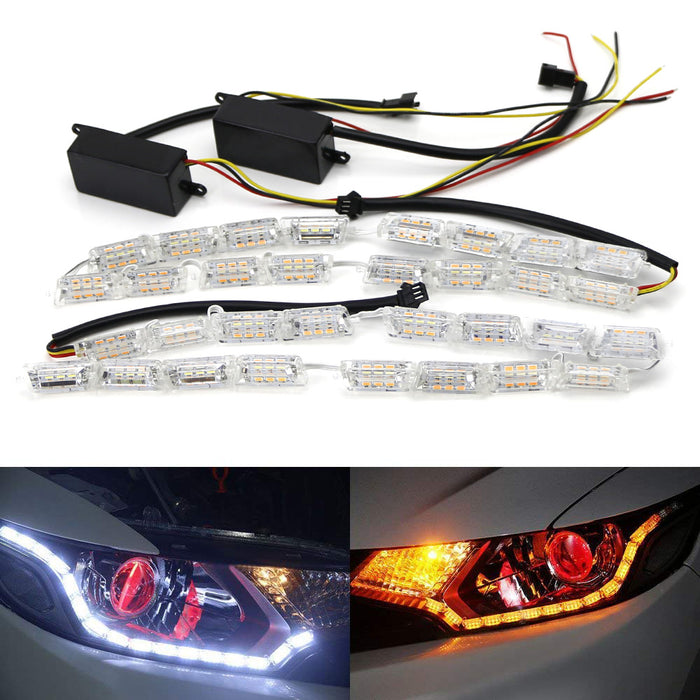 Headlight Retrofit Switchback LED Strip Lights w/ Sequential Turn Signal Feature