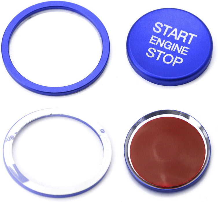 RLine RS Style Blue Aluminum Keyless Engine Push Start Button w/Ring Trim For VW