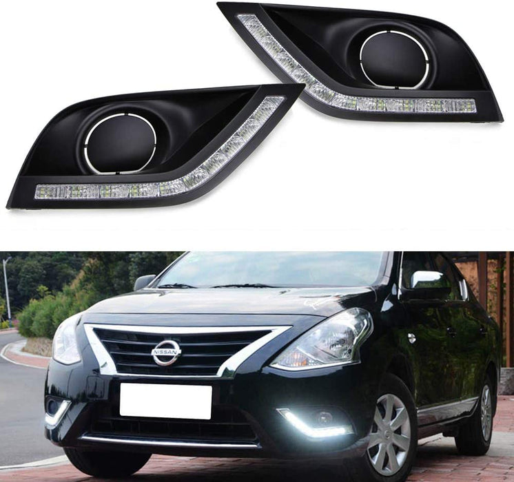 Direct Fit White 10-LED Daytime Running Lights DRL For 15-19 Nissan Versa Sedan