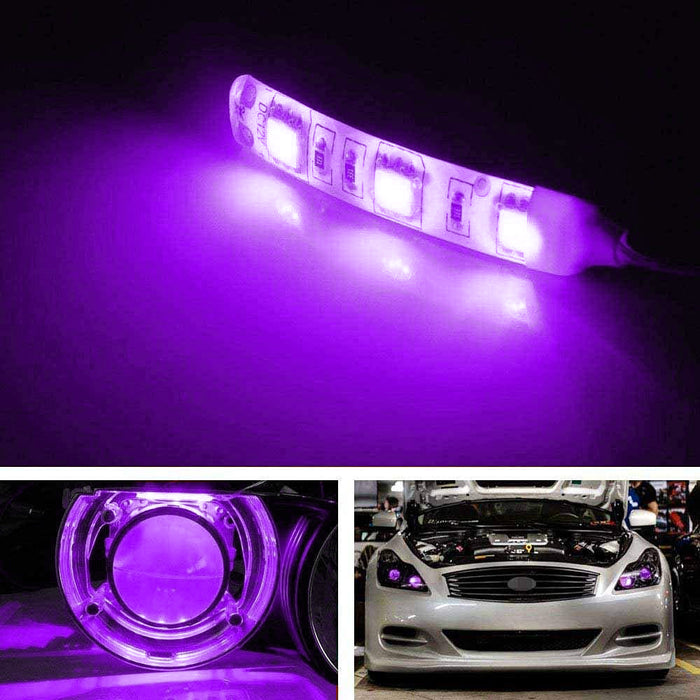 Purple 3-SMD LED Lighting Ribbons For Car Projector Headlight Demon Eye Retrofit