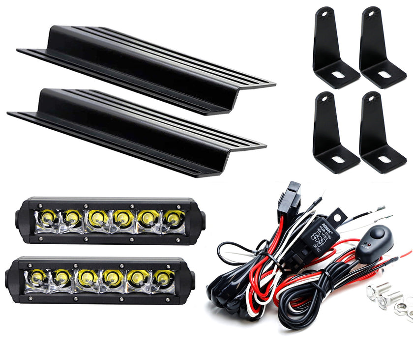 Modular Bumper Mount 6" Mini-SR LED Light Bars w/ Relay Brackets For Ford Bronco