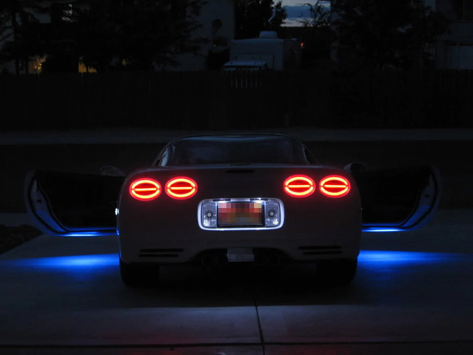 Smoke Lens Full LED Halo/Laser Tail Lights w/Hyper Flash Bypass For C5 Corvette