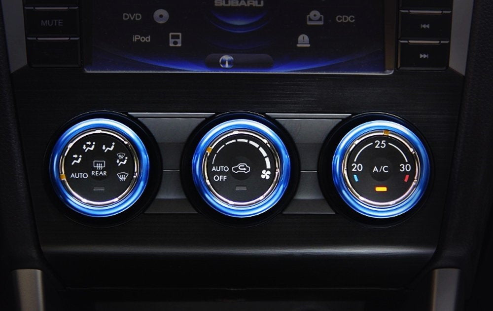 Blue Aluminum AC Climate Control Knob Ring Covers For Subaru Impreza WRX/STi