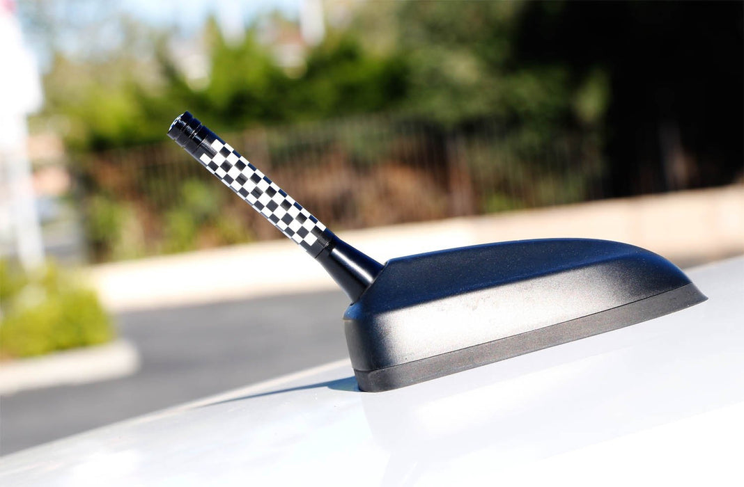 3" Checkered White/Black Checkerboard Theme Short Antenna For MINI Cooper