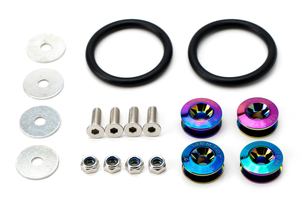 Neo Chrome JDM Quick Release Fasteners For Car Bumpers Trunk Fender Hatch Lids