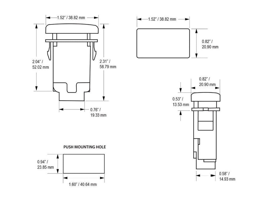 Factory Style 4-Pole 12V Push Button Switch with LED Background Indicator Lights