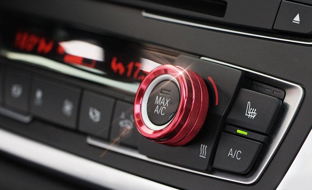 3pc Red AC Climate Control Radio Volume Knob Ring Covers For BMW 5 6 7 Series